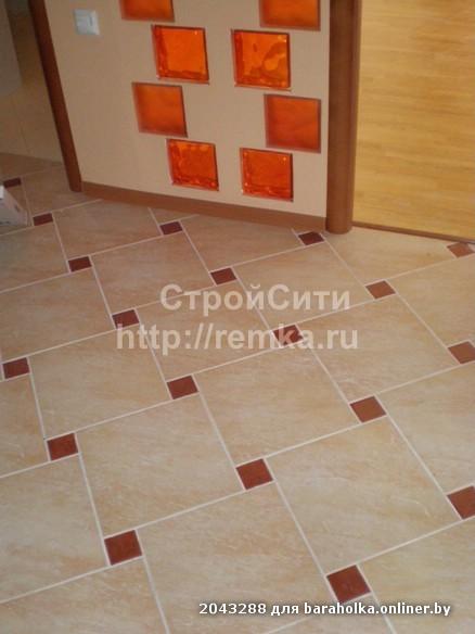 Укладка плитки на кухне с декором Укладка плитки на кухне с декором