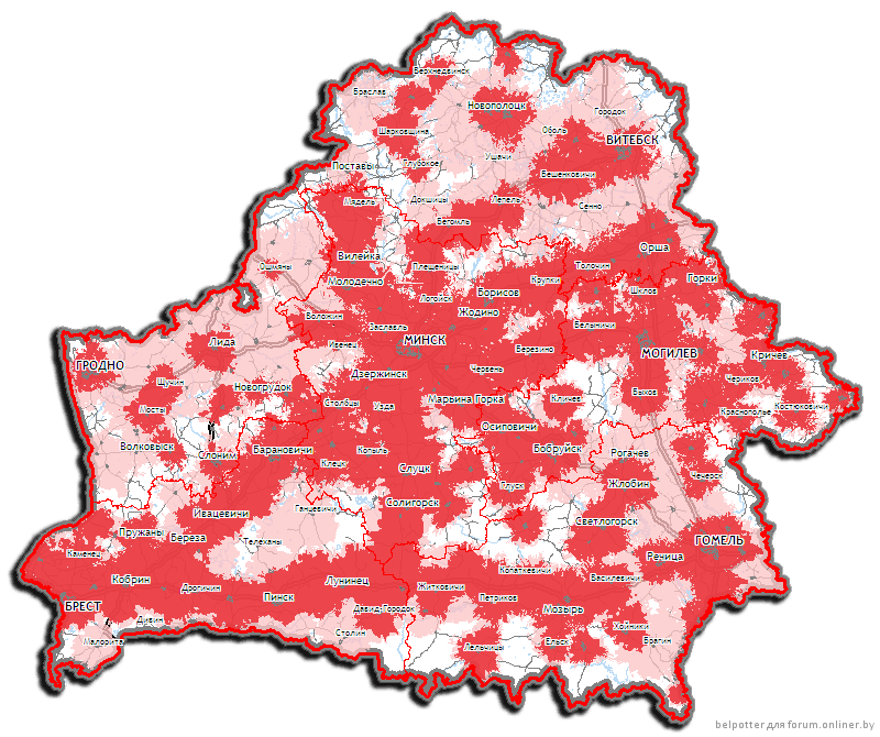 Карта покрытия лайф в беларуси