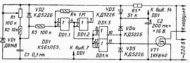 Irf840 схема включения