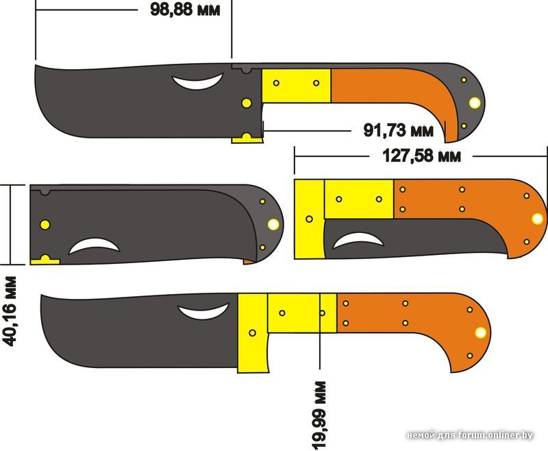 Узбекский нож пчак чертеж с размерами