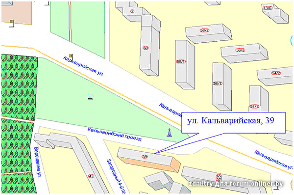 Карта минск кальварийская 1