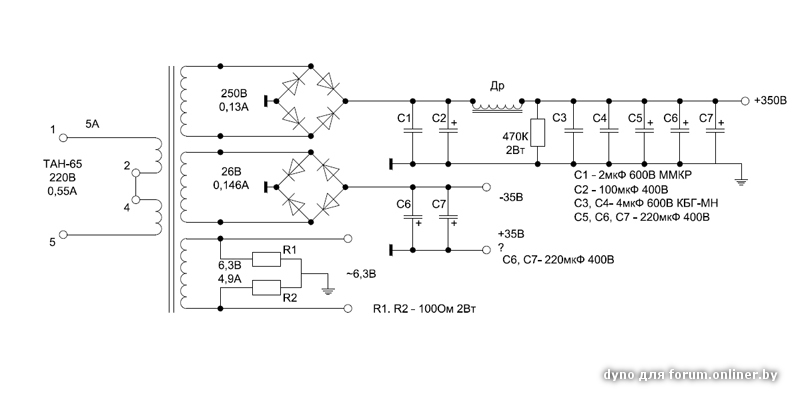 Удвоитель напряжения для лампового усилителя схема