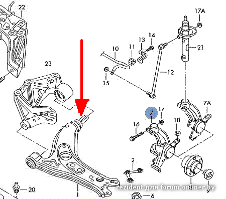 Схема передней подвески поло седан