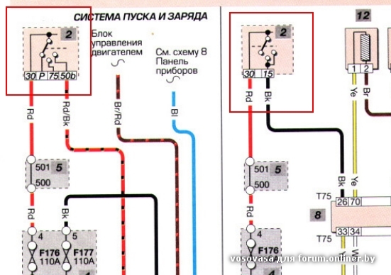 Схема подключения стартера гольф 3