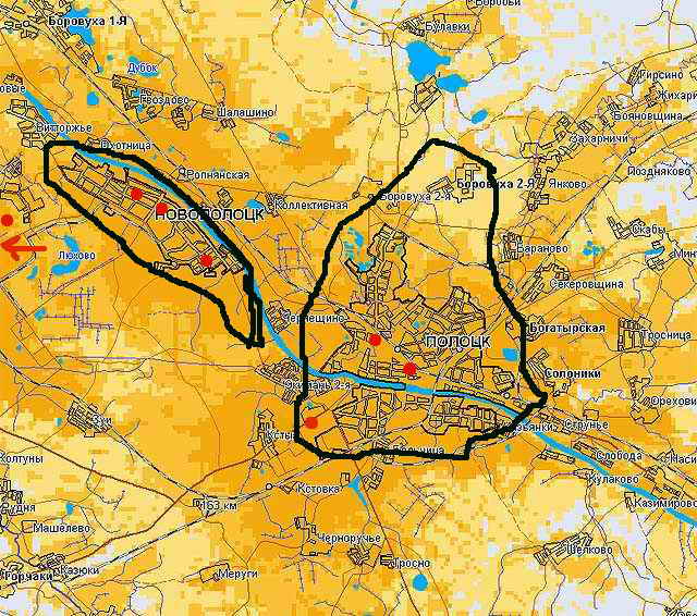 Карта междуречье новополоцк