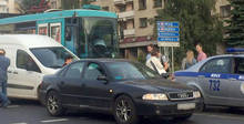 В Минске на улице Якуба Коласа столкнулись трамвай и два автомобиля