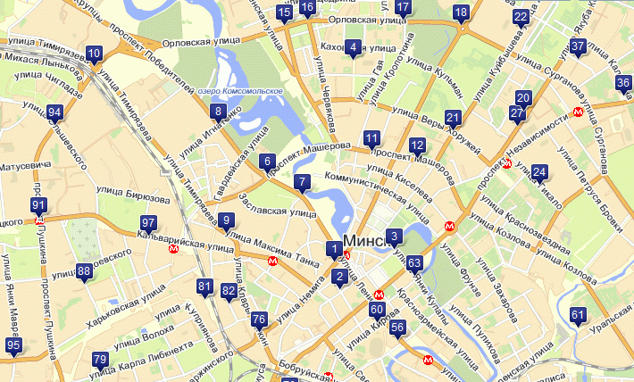 Карта минска с улицами и номерами домов и транспортом выложить маршрут