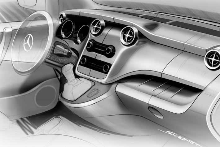 Некоторыми деталями интерьер Citan напоминает легковые модели Mercedes