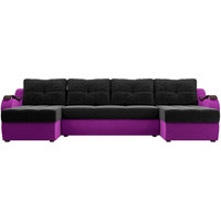 П-образный диван Лига диванов Меркурий 100332 (черный/фиолетовый)