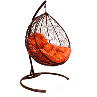 Подвесное кресло M-Group Капля 11020207 (коричневый ротанг/оранжевая подушка)