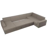 П-образный диван Лига диванов Майами П 93 правый (рогожка бежевый/подушки коричневые)
