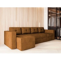 Угловой диван Настоящая мебель Константин Long (левый, боннель, вельвет, коричневый) в Витебске