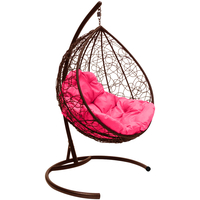 Подвесное кресло M-Group Капля 11020208 (коричневый ротанг/розовая подушка)