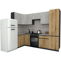 Готовая кухня ВерсоМебель Эко-7 1.2x2.6 левая (бетонный камень/дуб эвок прибрежный/ст.альберика)