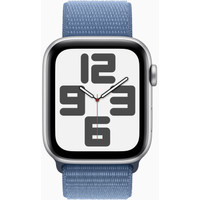 Умные часы Apple Watch SE 2 44 мм (алюминиевый корпус, серебристый/зимний синий, нейлоновый ремешок) в Пинске