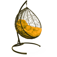 Подвесное кресло M-Group Капля 11020211 (коричневый ротанг/желтая подушка)
