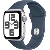 Умные часы Apple Watch SE 2 40 мм (алюминиевый корпус, серебристый/грозовой синий, спортивный силиконовый ремешок S/M) в Пинске