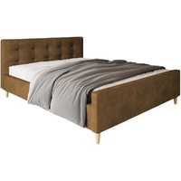 Кровать Настоящая мебель Pinko 180x200 (вельвет, с ПМ, коричневый)