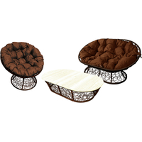 Набор садовой мебели M-Group Мамасан, Папасан, стол 12140205 (коричневый ротанг/коричневая подушка)