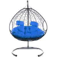 Подвесное кресло M-Group Для двоих 11450310 (серый ротанг/синяя подушка) в Пинске