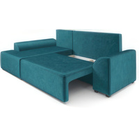 Угловой диван Мебель-АРС Каскад левый (бархат сине-зеленый Star Velvet 43 Black Green)