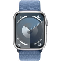 Умные часы Apple Watch Series 9 45 мм (алюминиевый корпус, серебристый/зимний синий, нейлоновый ремешок) в Пинске