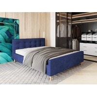 Кровать Настоящая мебель Pinko 140x200 (вельвет, с ПМ, синий)