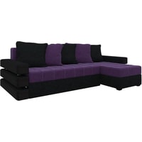 Угловой диван Craftmebel Венеция угловой (боннель, вельвет, фиолетовый/черный)