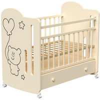 Классическая детская кроватка VDK Sweet Bear колесо-качалка с ящиком (слоновая кость)