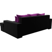 Угловой диван Лига диванов Мэдисон 28820 (правый, микровельвет, черный/фиолетовый)