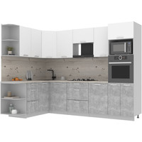 Готовая кухня Интерлиния Мила Лайт 1.68x2.8 левая (белый платинум/бетон/бискайская сосна)