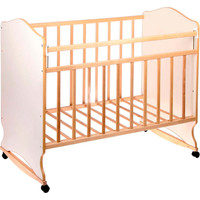 Классическая детская кроватка VDK Морозко колесо-качалка (белый/береза)