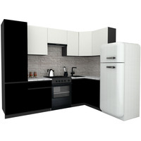 Готовая кухня ВерсоМебель Эко-8 1.2x2.7 правая (белый фасадный/черный/ст.мрамор итальянский)