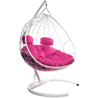 Подвесное кресло M-Group Для двоих 11450108 (белый ротанг/розовая подушка) в Бобруйске
