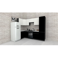 Готовая кухня ВерсоМебель Эко-7 1.2x2.6 левая (белый фасадный/черный/ст.мрамор итальянский)