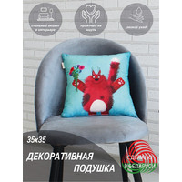 Декоративная подушка Lanatex Кис 0348 22300 (35x35x14см, красный/бирюзовый)