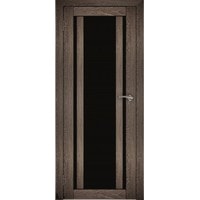 Межкомнатная дверь Юни Амати 11 (ч) 70x200 (дуб шале-корица/черное стекло) в Гродно