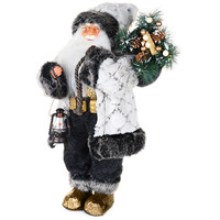 Статуэтка Maxitoys Дед Мороз в белой шубке с фонариком и хворостом MT-150323-1-45