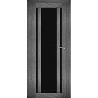 Межкомнатная дверь Юни Амати 11 (ч) 40x200 (дуб шале-графит/черное стекло) в Лиде