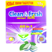 Таблетки для посудомоечной машины Clean&Fresh All in 1 Mini Tabs (200 шт)