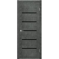 Межкомнатная дверь Юркас Stark ST1 ДО 60x200 (бетон темный, стекло lacobel черный лак)