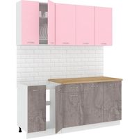 Готовая кухня Кортекс-мебель Корнелия Лира-лайт 1.8м (розовый/оникс/дуб бунратти)
