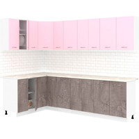 Готовая кухня Кортекс-мебель Корнелия Лира 1.5x2.7 (розовый/оникс/королевский опал)