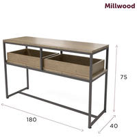 Консольный стол Millwood Пекин 2 180x40 (дуб золотой craft/черный)