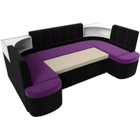 Угловой диван Лига диванов Тефида 114219 (микровельвет, фиолетовый/черный) в Витебске