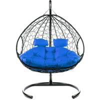 Подвесное кресло M-Group Для двоих 11450410 (черный ротанг/синяя подушка) в Гродно