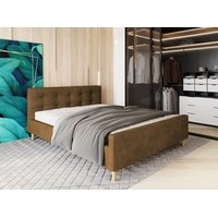 Кровать Настоящая мебель Pinko 180x200 (вельвет, с ПМ, коричневый)