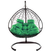 Подвесное кресло M-Group Для двоих 11450204 (коричневый ротанг/зеленая подушка) в Борисове