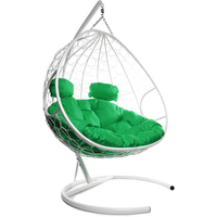 Подвесное кресло M-Group Для двоих 11450104 (белый ротанг/зеленая подушка) в Бобруйске