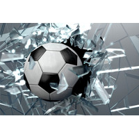 Фотообои ФабрикаФресок Футбольный мяч разбивает стекло 711150 (150x100)